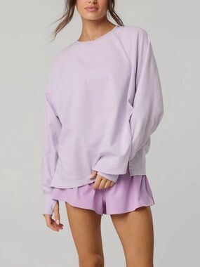 Offline by Aerie Pique Long Sleeve Top Lavender Dawn Relaxed Fit Oversized